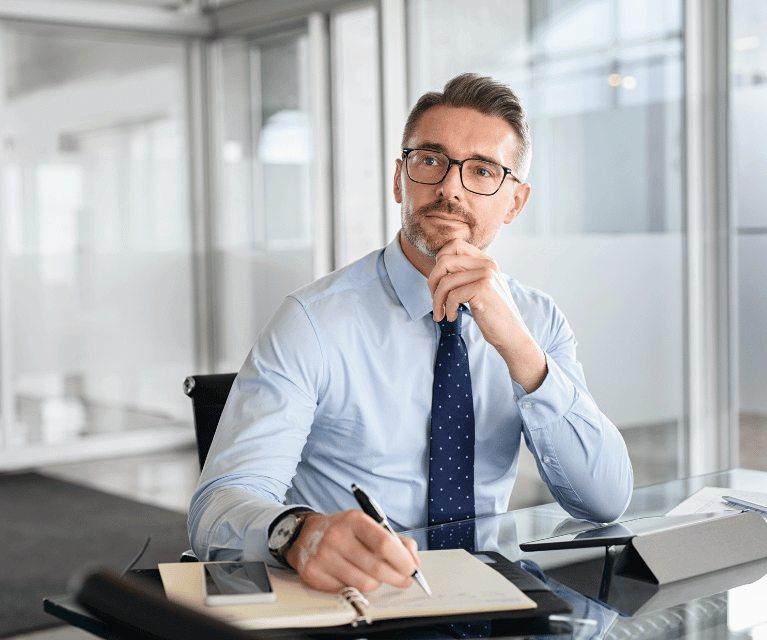 Man contemplating getting insurance