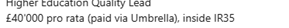 Job advert showing “Higher Education Quality Lead” role with £40,000 salary paid via umbrella company, listed as inside IR35